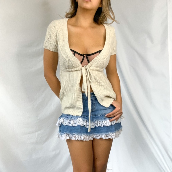 Vintage Cream vintage y2k Bella swan cardigan sweater - Picture 1 of 6